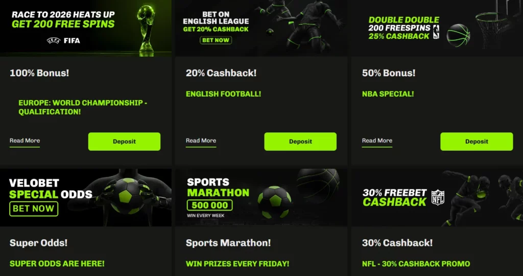 VeloBet Casino bonuses