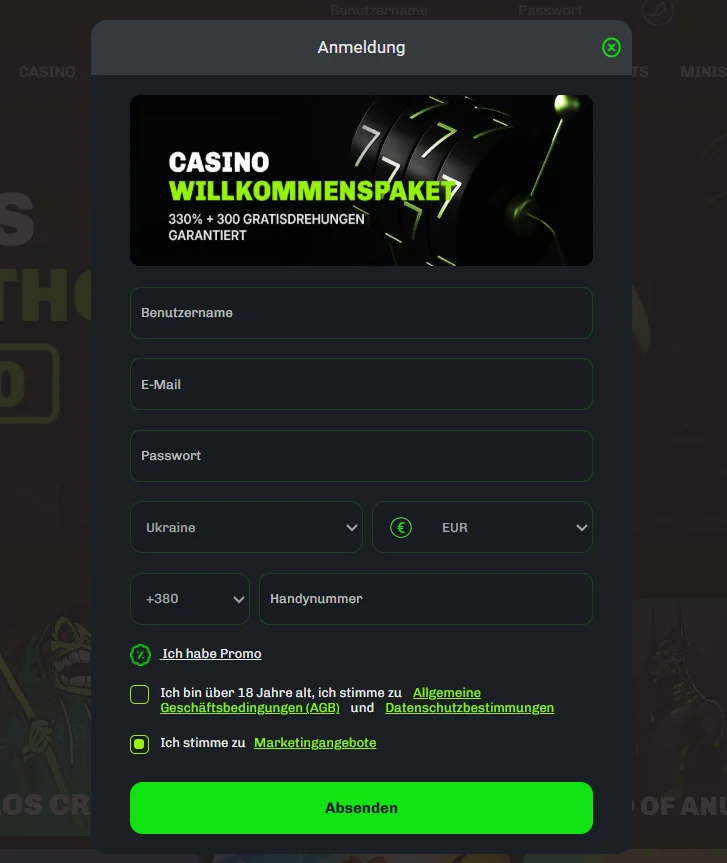 VeloBet casino registrierung formular
